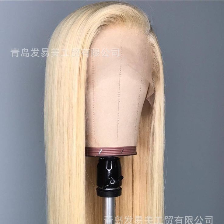 New European and American style wig, light blonde long straight hair, 13x4 front lace, high-temperature fiber, naturally pre-plucked hairline, cosplay New European and American style wig, light blonde long straight hair, 13x4 front lace, high-temperature fiber, naturally pre-plucked hairline, cosplay