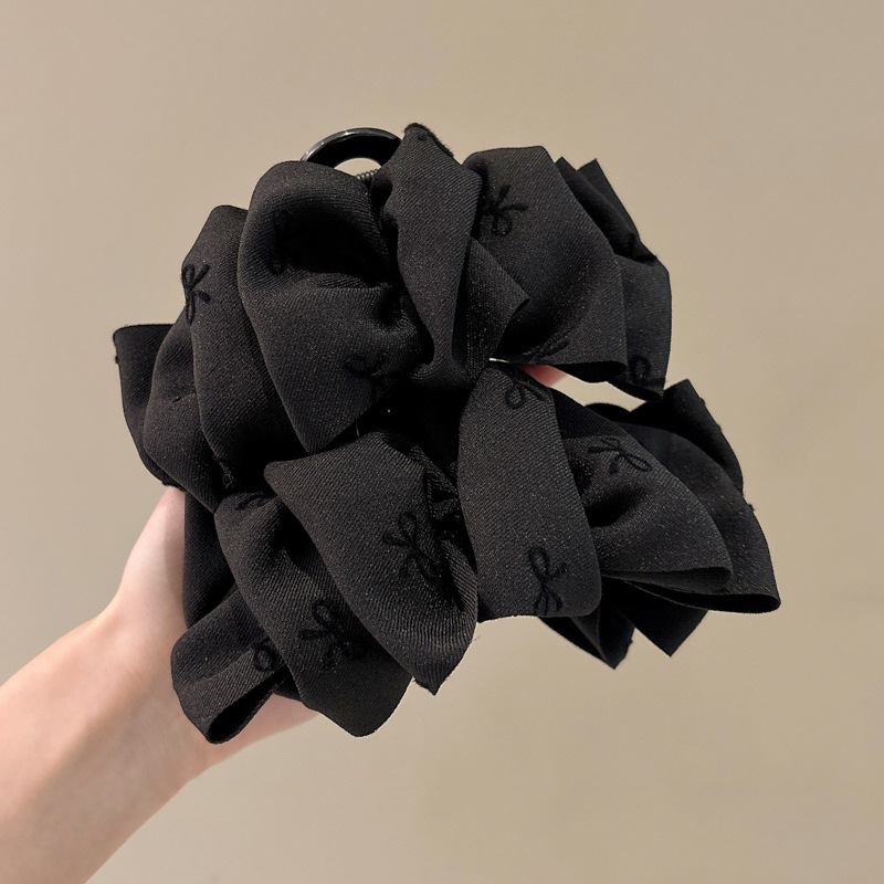 Temperamento simple, todo fósforo, lazo romántico negro, cabello en la parte posterior de la cabeza, exquisito, suave y elegante, clip de tiburón de versión pequeña