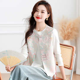 高品质国风刺绣马甲女时髦洋气春秋2025新款外穿秋装新中式唐装马