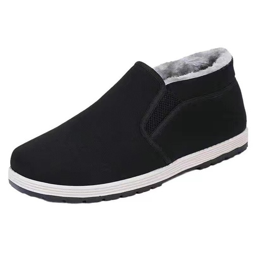 Old Beijing Men's Shoes  Winter New Thick-Soled Leisure Ankle Boots for Middle-Aged and Elderly with Fleece Lining and Warm Cotton