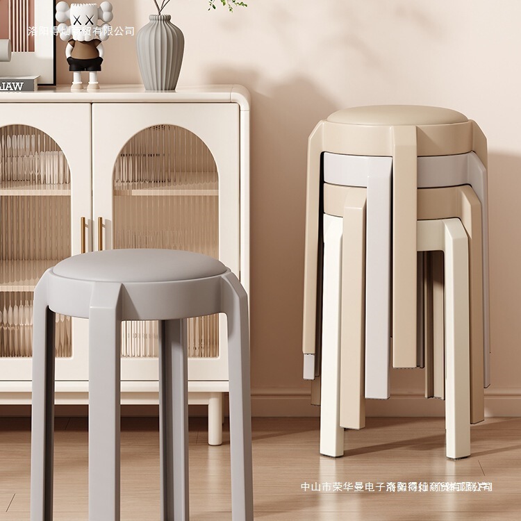 Thickened Plastic Chairs, Stackable, Suitable for Home Dining Tables, Small Stools for Rental Apartments, Nordic Light Luxury Internet Celebrity Dining Chairs