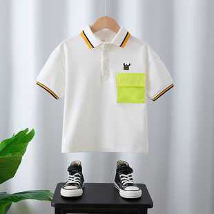 Boys Polo Shirt Summer 2025 New Korean Style Kidsren's Pure Cotton Short-Sleeved T-Shirt Summer Baby Handsome Shirt