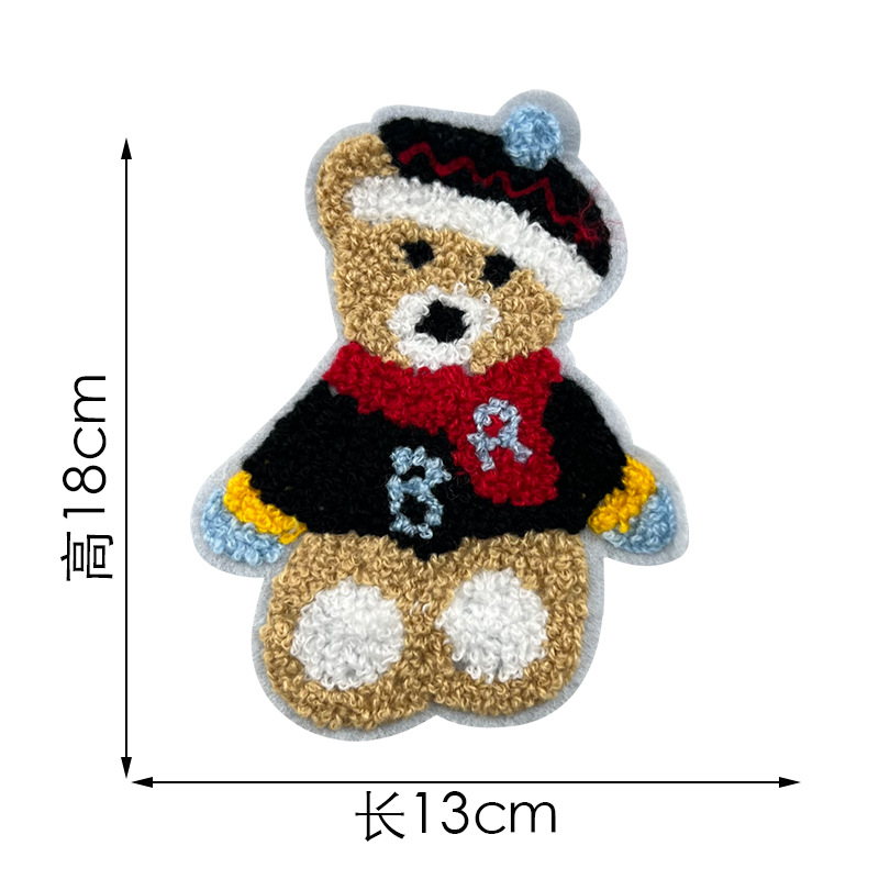Toalla de oso de dibujos animados pegatinas de tela bordadas spot accesorios de ropa al por mayor ropa de oso abrigo parche de agujero