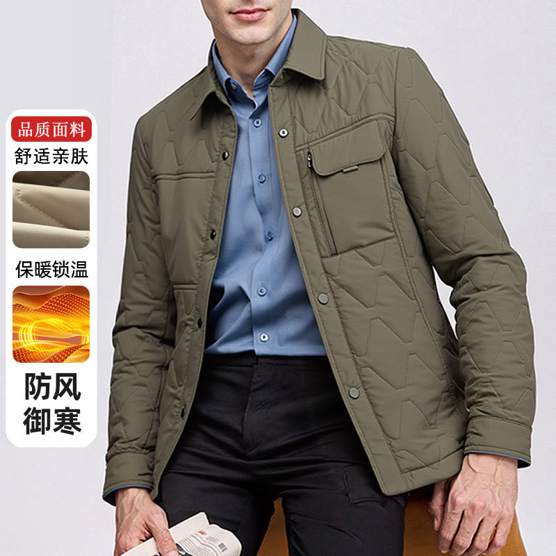 Chaqueta de Algodón Acolchada Corta para Hombre de Poliéster Térmica y Cortavientos para Invierno