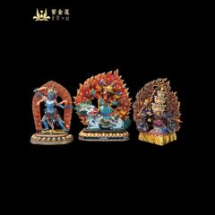 紫金蓮ネパールチベット工芸蔵伝密宗彩絵三根本純銅手彫り