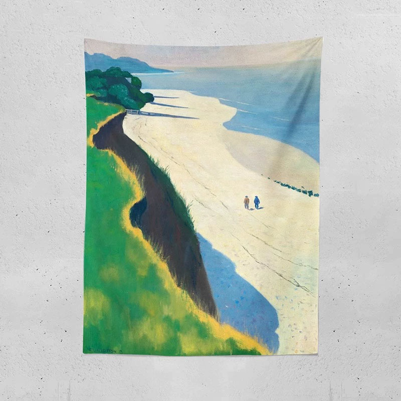 Walking by the Sea, Famous Painting Art Canvas, Tranquil Landscape Decorative Cloth, Large Background Cloth for Room Decoration Walking by the Sea, Famous Painting Art Canvas, Tranquil Landscape Decorative Cloth, Large Background Cloth for Room Decoration