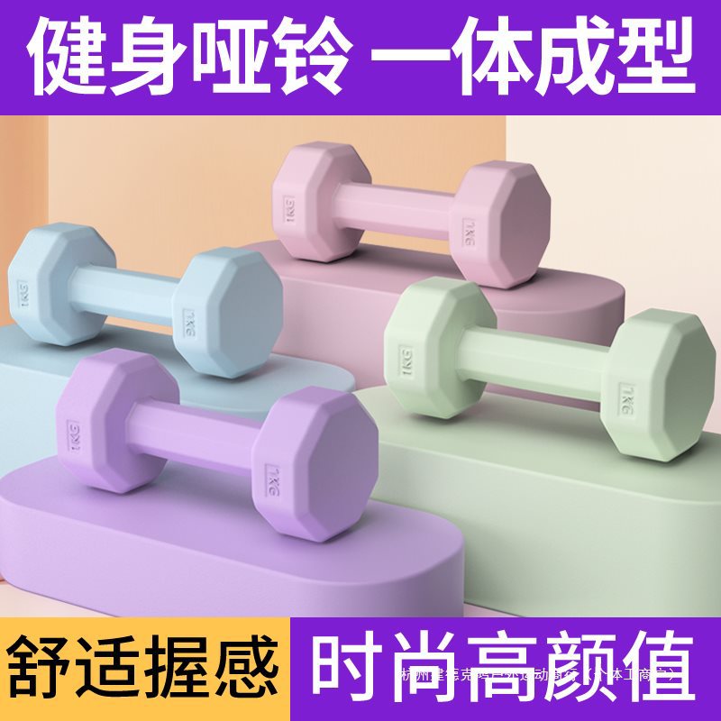 Dumbbell for Women's Fitness Home Use, Slimming Belly Barbell Kettlebell, Children's Anti-Roll Small Dumbbells with Rubber Coating, 2kg Pair