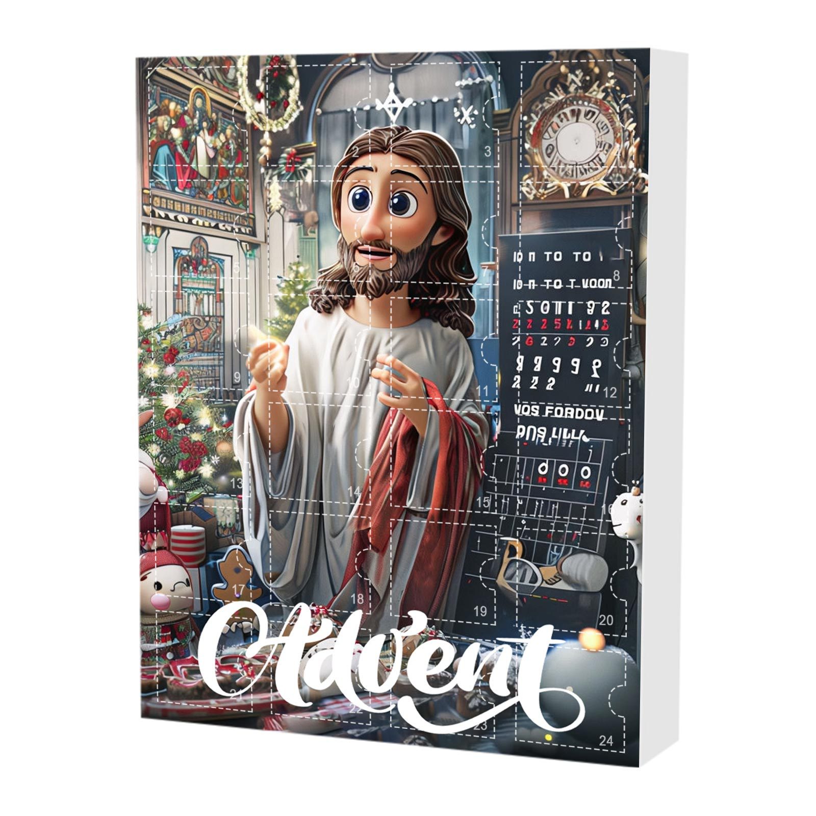 Calendario de Adviento de Navidad Caja sorpresa con cuenta regresiva para Navidad Caja sorpresa con calendario navideño Colgante de Pascua Caja sorpresa con colgante de Jesús