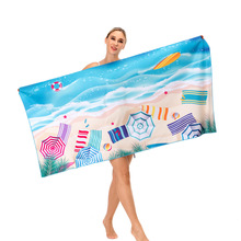 度假村海边潜水印花沙滩巾批发便携保暖满版印花超细纤维沙滩浴巾