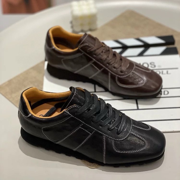 Giày sneaker nữ chunky đế dày da cừu tăng chiều cao 2025 — màu đen