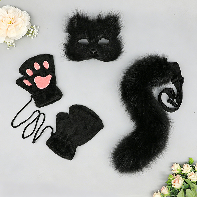 Cute Plush Excerpted Gloves Beast Tail Beast Ear Headwear cosplay Plush Mask Hair Accessories Fox Tail suit