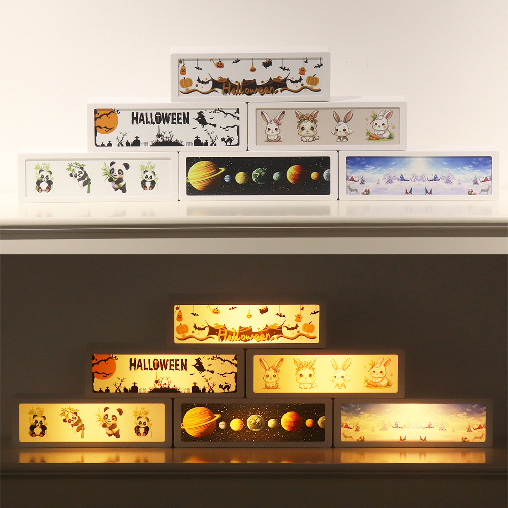 跨境塑料拍拍灯卡通万圣节图案装饰氛围摆件小夜灯轻巧便携可调光