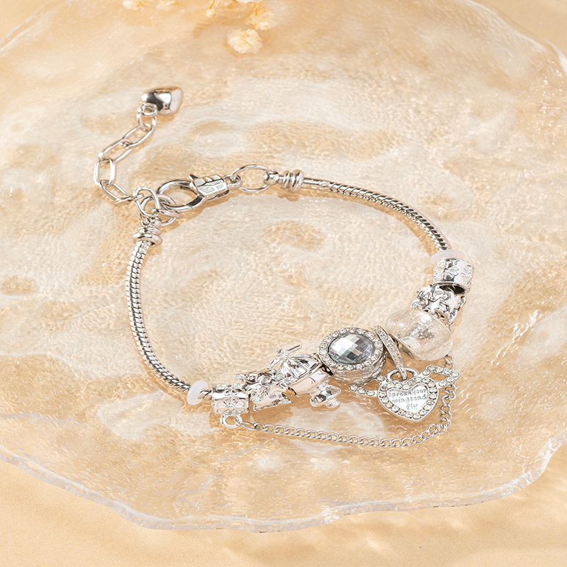 Panjia pulsera Dora DIY cuentas de cristal explosión transfronteriza colgante de alas de ángel pulsera de cadena de cobre ajustable