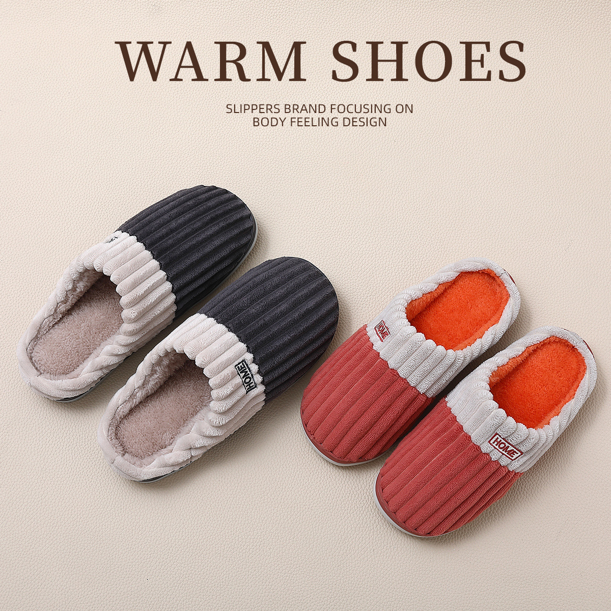 Pantuflas de Felpa de Suela Gruesa de Gamuza y TPR Térmicas para Interior
