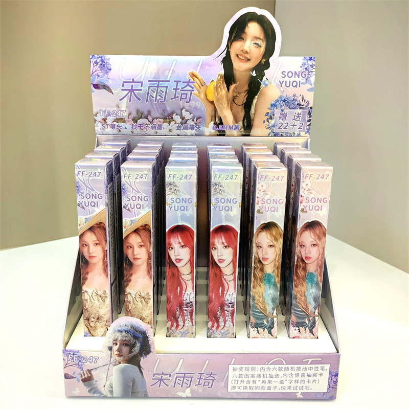 新款史迪仔盲盒中性笔卡通高颜值史迪奇ST头速干签字笔按动笔外贸|undefined