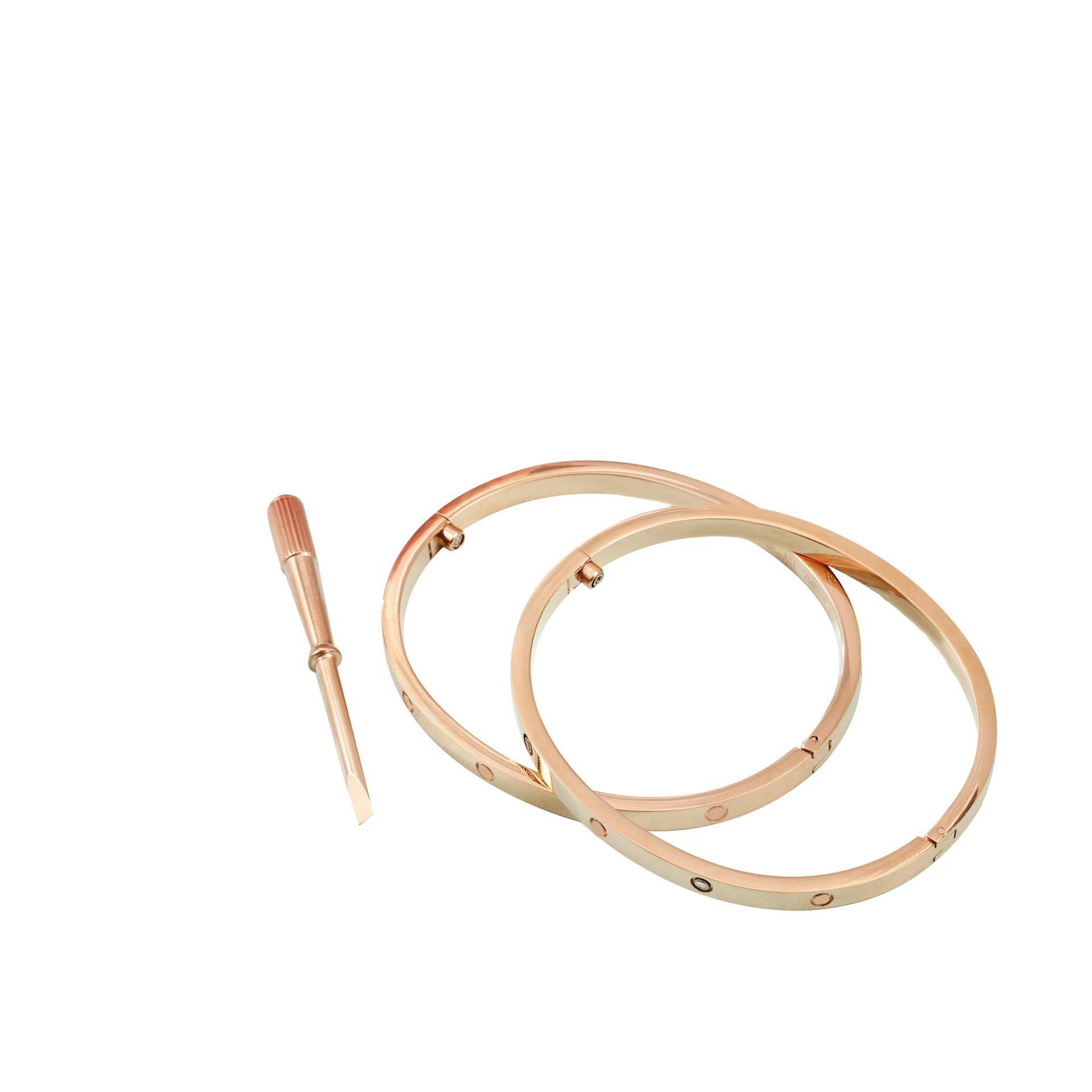 18er Roségold schmales Modell 6. Generation Kart Plus fadeless zehn Diamanten Damenarmband, schmales Modell einzeln gezacktes und einzelner Diamant doppelter Titanstahl Armband