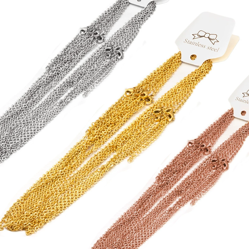 Из нержавеющей стали плоский крест ожерелье вертикальный крест цепи вакуумного покрытия цвет сохраняя золото O-слово цепи большое количество на складе оптом