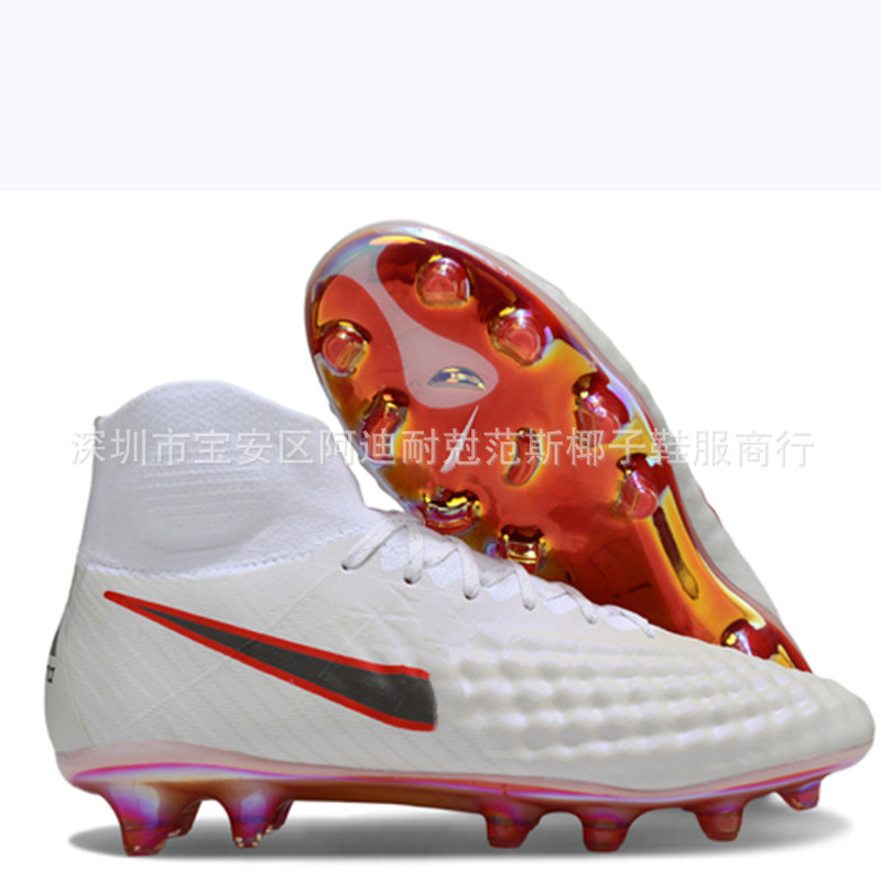 Putian Cross-Border Ghost Card Second Generation High-Top Knitted Surface Classy Fg Gel Long Spikes Non-Slip Wear-Resistant Football Shoes Export
