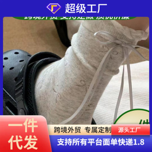 Summer Fairy Series Three-color Bow Hollow Heel Ribbon Design Ins Bubble Lace Mid-tube Socks Girl