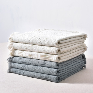 北欧纯色棉线毯子全盖沙发套全包防尘套沙发巾罩盖布多功能防尘罩