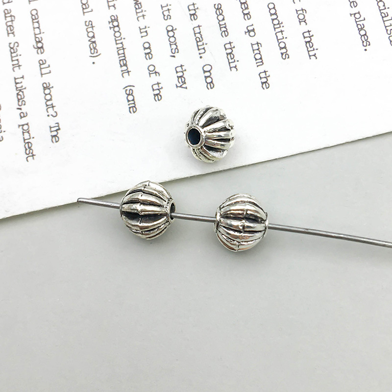 16362-古银折叠灯笼间隔珠6x6-孔2-0.7g-华艺家