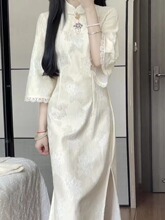 大码女装春秋新款胖遮肚显瘦高级感气质新中式年轻款旗袍连衣裙