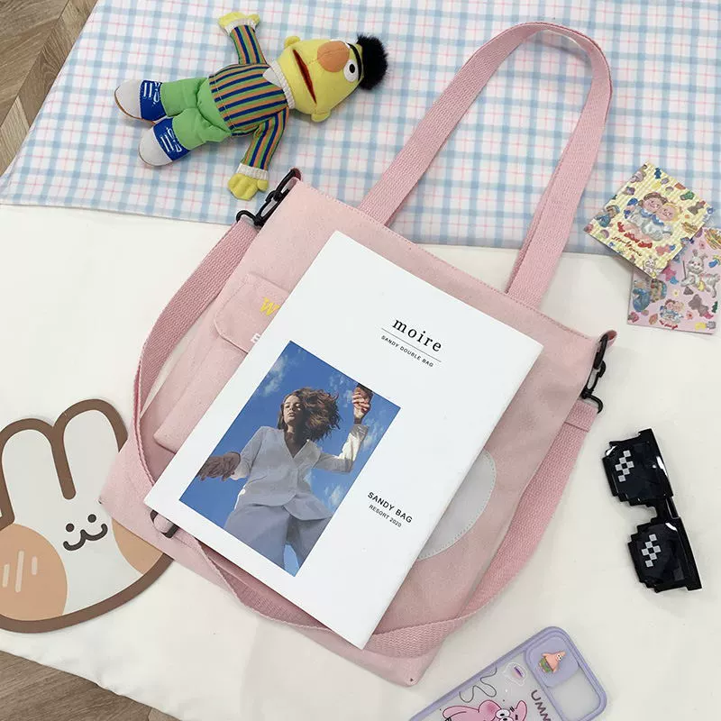 Bag strap, cute linen bag, capacious shopping bag, one-shoulder bag, book bag, shoulder bag, study bag, Korean style