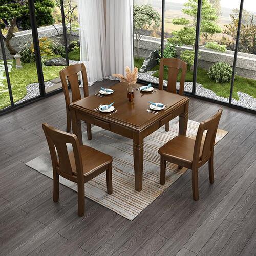 Modern simple solid wood mahjong table Chinese style dining table two-hand rub home chess table square chess table and chairs