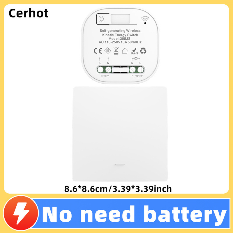 電池不要、防水、スマート、自己発電、ワイヤレス、動力エネルギー式スイッチ、リバウンド式、家庭用、リモート操作、自由に貼れるリモコンボタン|undefined