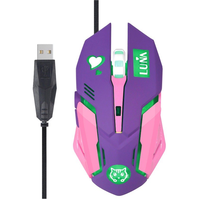 Purple Cat Mouse Rgb E-Sports Gaming Mouse Laptop Desktop USB Computer Mouse Mouse