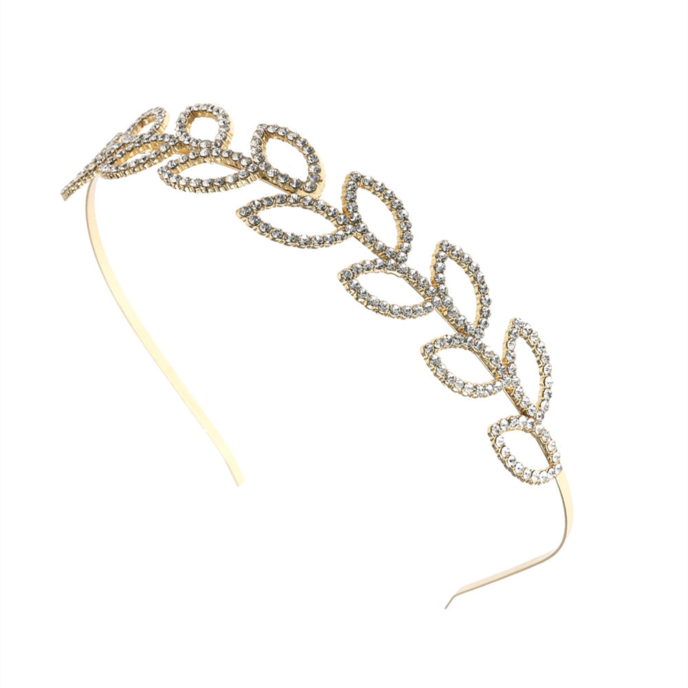 Estilo coreano 888 rhinestone hoja diadema joyería al por mayor de las mujeres diadema accesorios para el cabello tocado fabricante