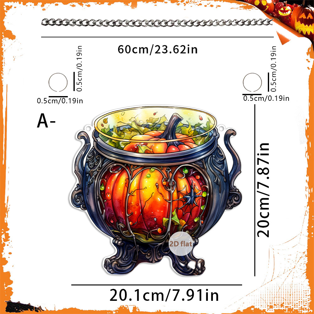 Decoración de Halloween transfronteriza cabeza de calabaza malvada 2D acrílico disco colgante ventanas de color porche colgante