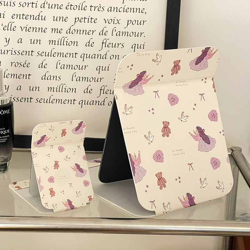 Espejo pequeño para niños Espejo de maquillaje Espejo plegable de escritorio Espejo encantador Espejo portátil Espejo de mano Espejo de dormitorio Espejo de vestuario