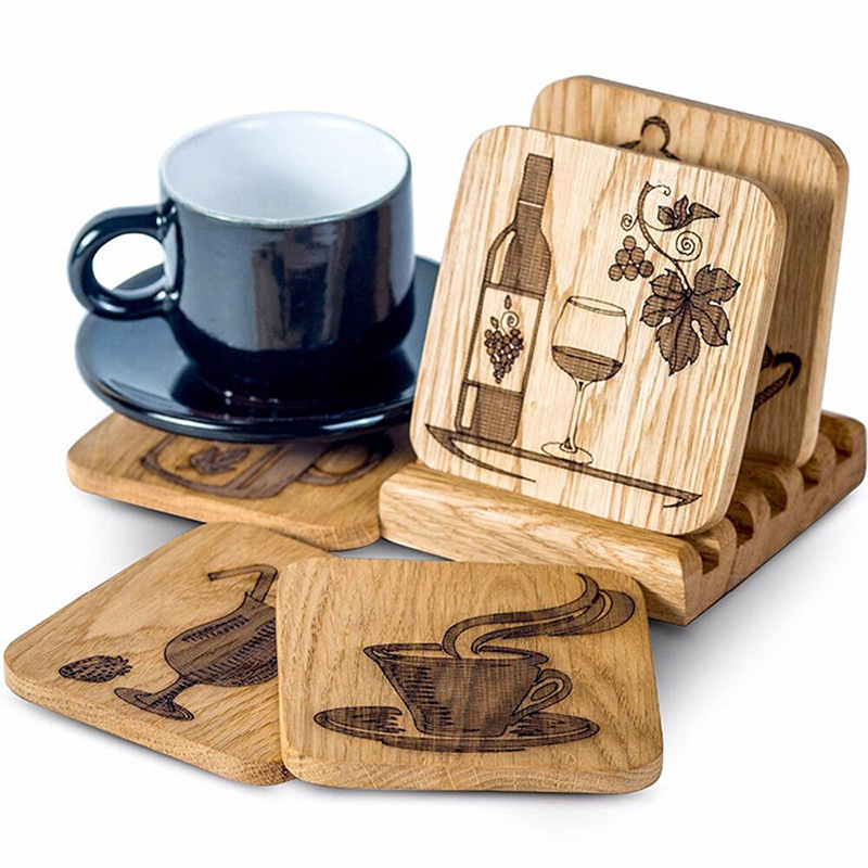 Almohadilla aislante de madera Paulownia madera apenado estilo Pino Coaster almohadilla de aislamiento nogal Montaña Rusa