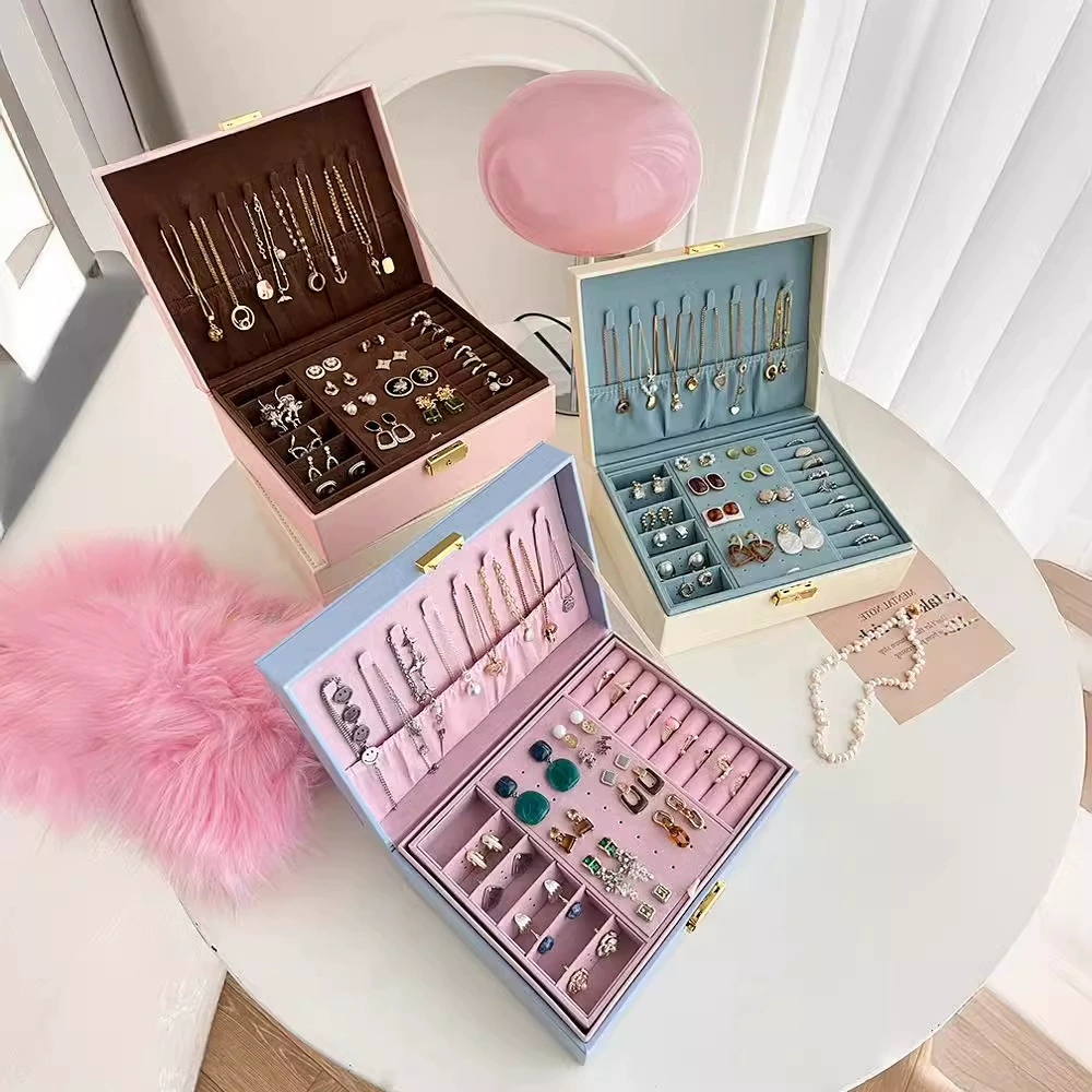 Ювелирная коробка для хранения многослойная большая емкость ожерелье серьги серьги кольцо новый высококачественный антиокислительный ювелирный ящик для рук