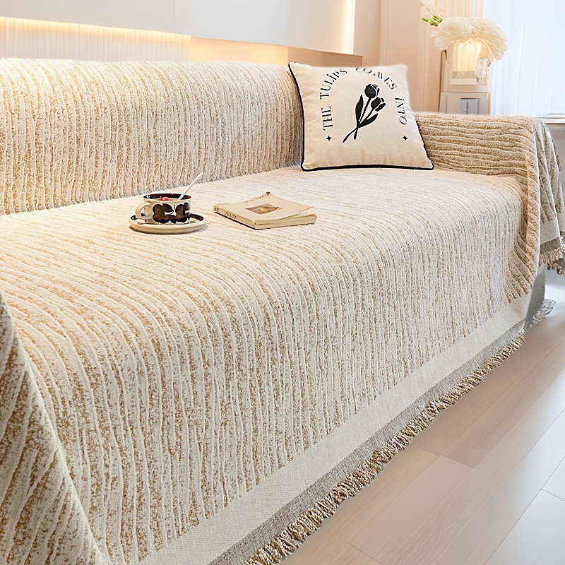 Toallas de sofá de viento de crema en sofá de Chenille cubierta completa L-shaped VIP cubierta de sofá todo incluido clásico versátil