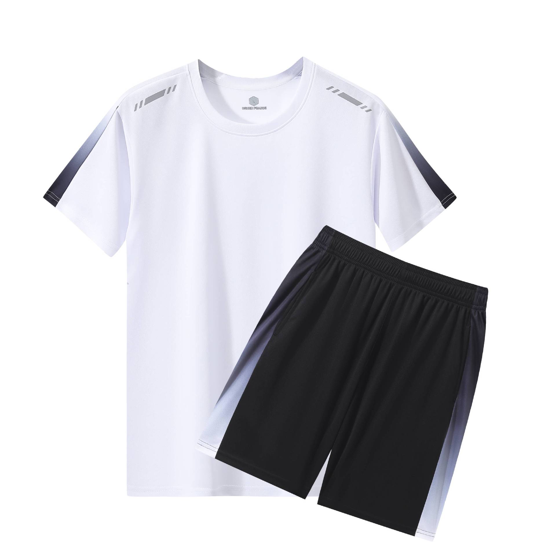 Traje deportivo Camiseta de secado rápido para hombre Camiseta de manga corta para correr ropa de fitness de verano casual de dos piezas al por mayor