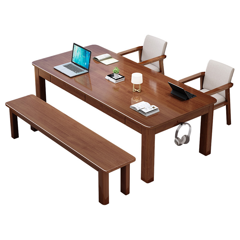 escritorio largo de la sala de estar de madera sólida mesas de trabajo domésticas con cajones para la sala de estar escritorio de escritorio