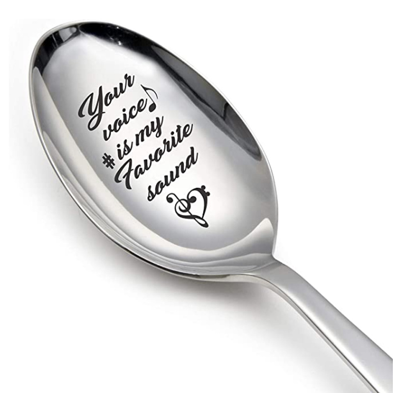 30g Weight Stainless Steel Material Solid Color Pattern New Valentine's Day Gift Lettering Stainless Steel Long Handle Spoon 3