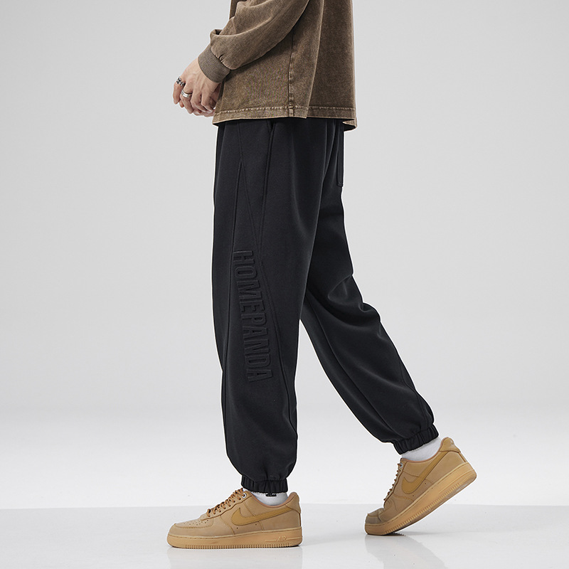 2025 otoño y invierno pantalones negros de pie pantalones deportivos largos lar