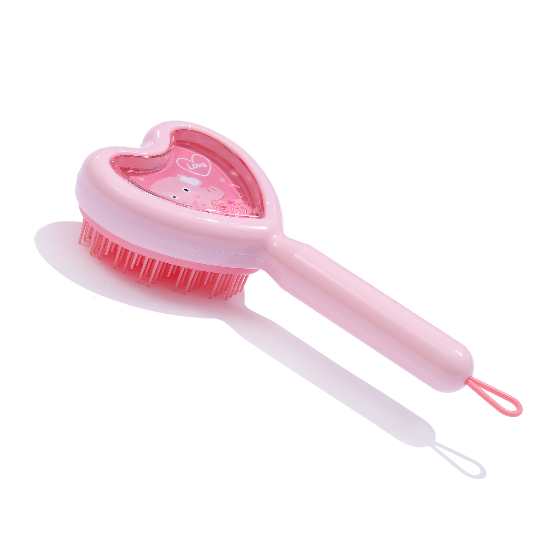 Venta al por mayor transfronteriza en stock nuevo creativo en forma de corazón transparente peine amor brillo lentejuelas dientes largos y cortos portátil viaje peine