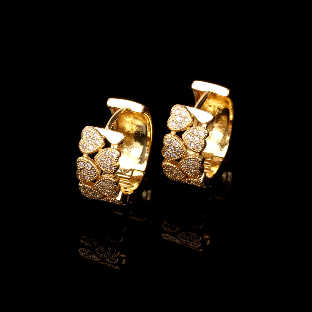 Nihaojewelry Mode Incrusté De Zircon Double Rangée Boucles D&#39;oreilles En Forme De Coeur Bijoux En Gros display picture 6