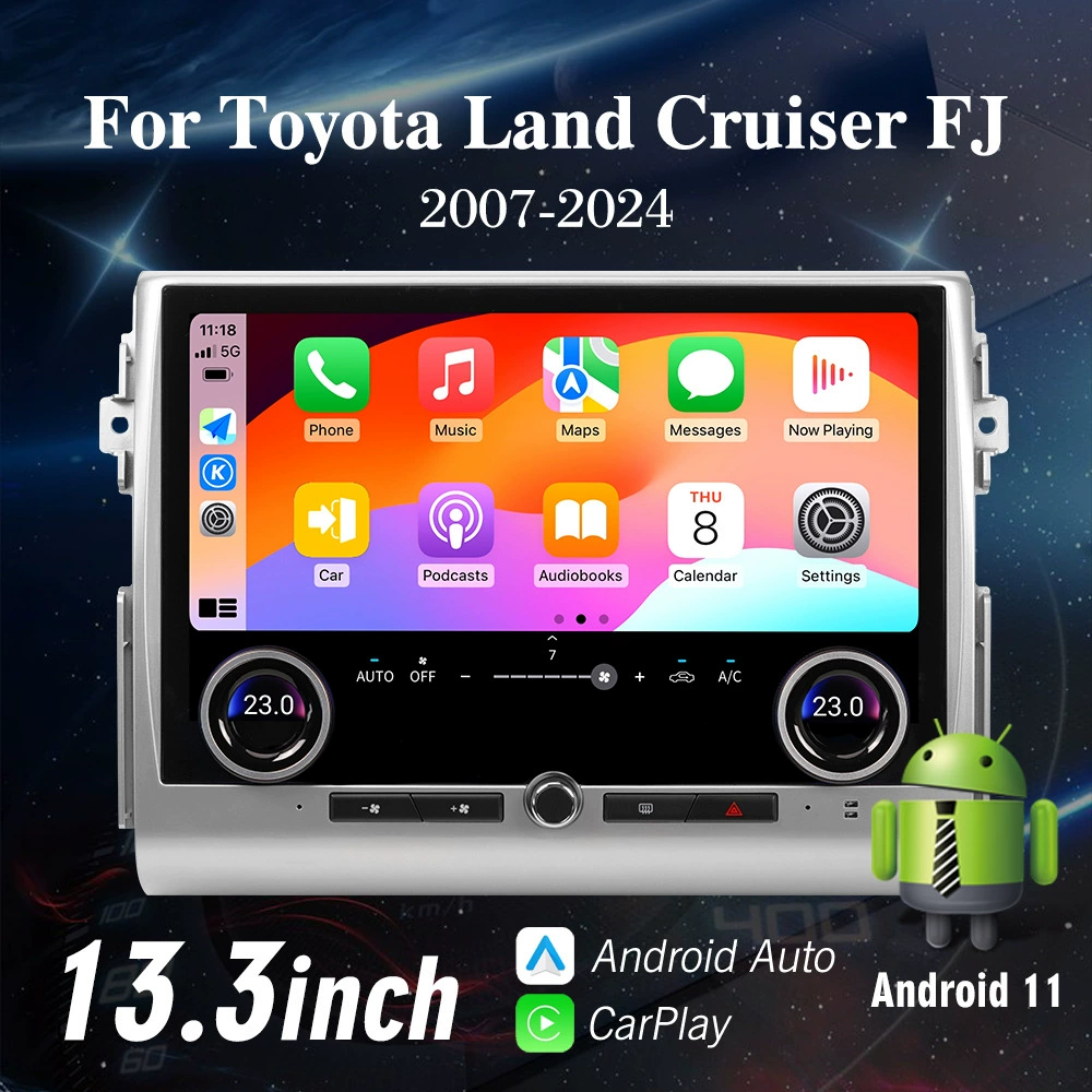 Совместимая 2007-24 Cool Luzawa FJ Android 13.3-дюймовый умный видеоплеер с средним управлением экраном CarPlay навигация