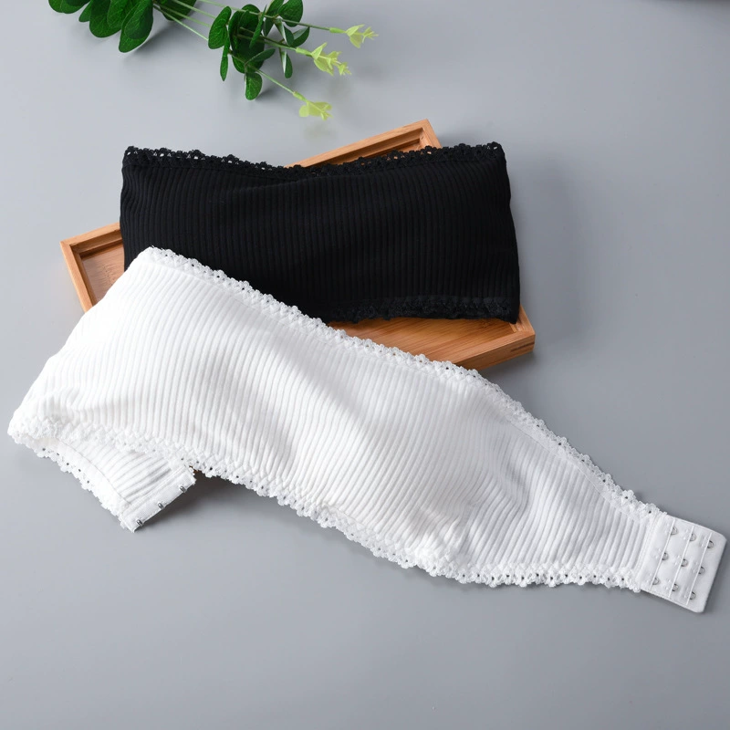 Хлопковый невидимый пуш-ап бандо, без косточек, красивая спинка, one size (белый/чёрный)