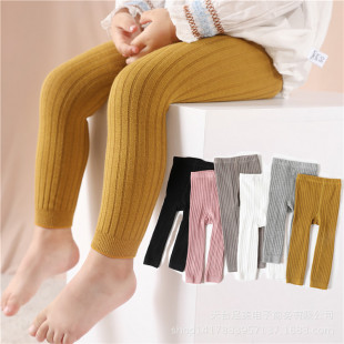 Children's Nine Points Pantyhose Spring and Autumn New Korean Style Children's Double Needle Candy Color Baby Socks Baby Leggings