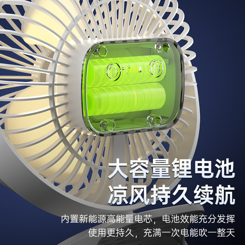 クリップオン小型ファン学生寮ベッド常夜灯クリップオンファンオフィスデスクトップ USB 充電クリップライトクロスボーダー|undefined