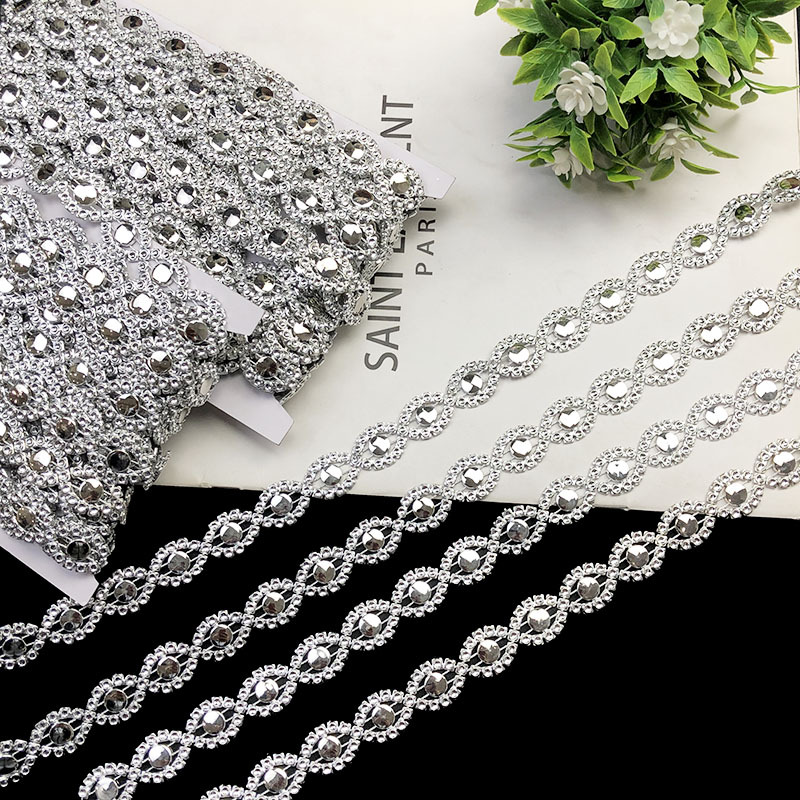 高颜值折塔装饰链条塑料银色椭圆形珠链花边手工材料服装辅料配饰