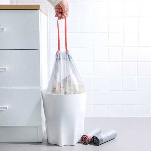 Drawstring garbage bag household thickened portable kitchen enlarged wholesale plastic bag extra thick automatic closing zipper bag