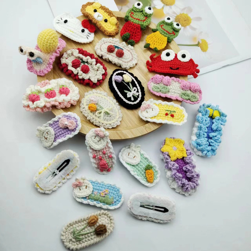 Handmade knitted wool hairpin cartoon cute bangs clip BB clip girl sweet side broken hairpin hair accessories wholesale