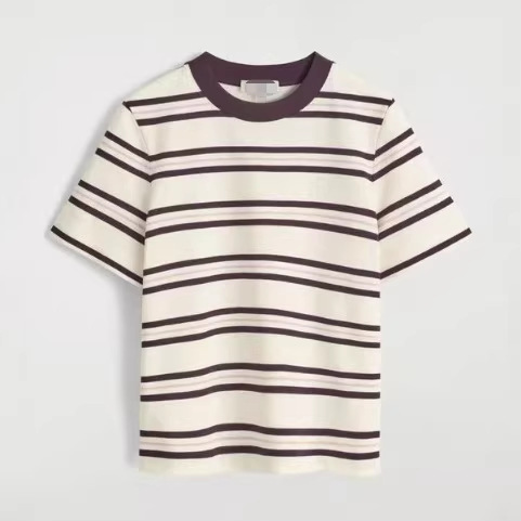 Bm&Md&Za New Spring and Summer Women's Standard Fit Round Neck Short-Sleeved T-Shirt 0960679144